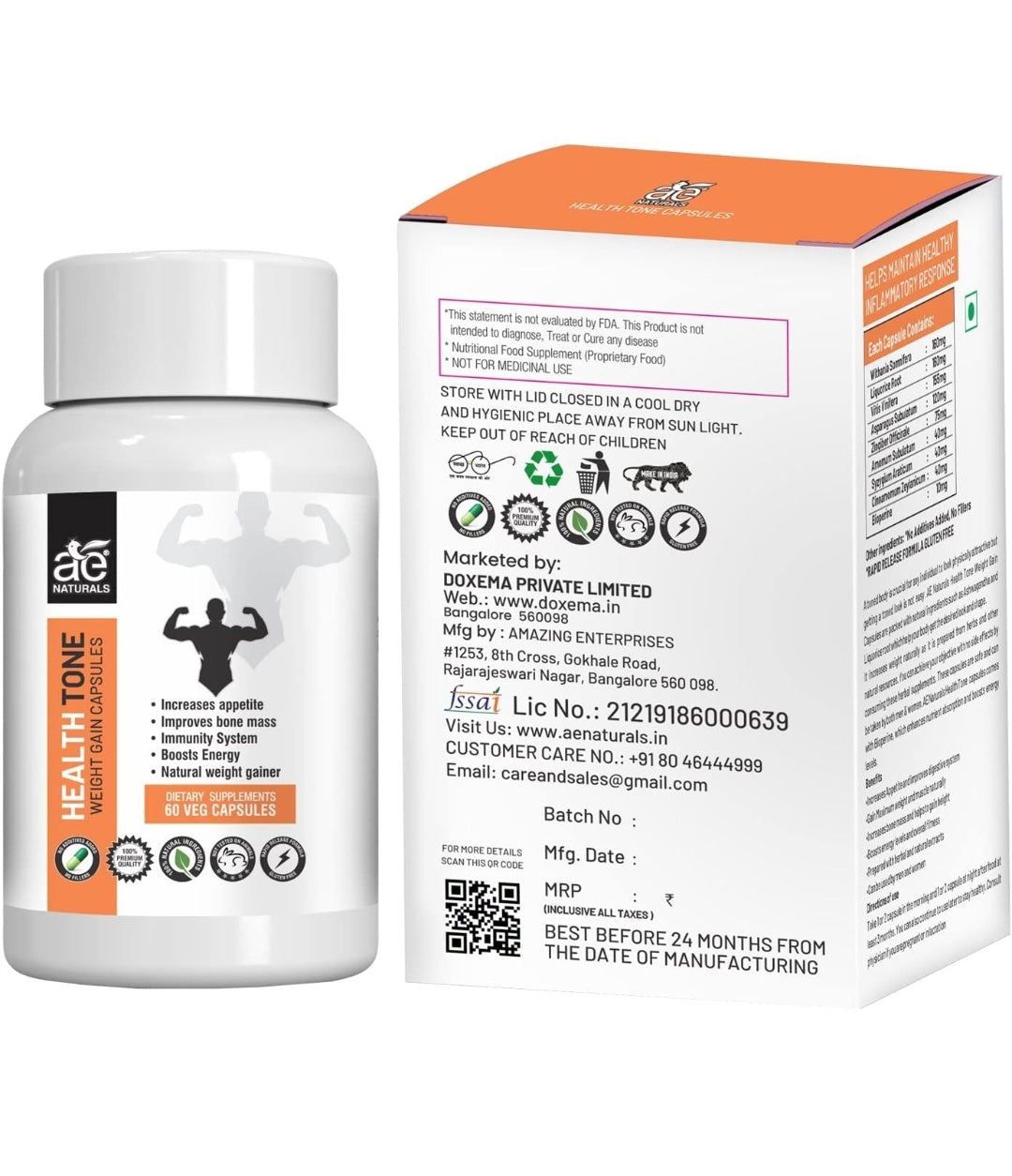 Ae Naturals Health Tone Weight Gain Capsules