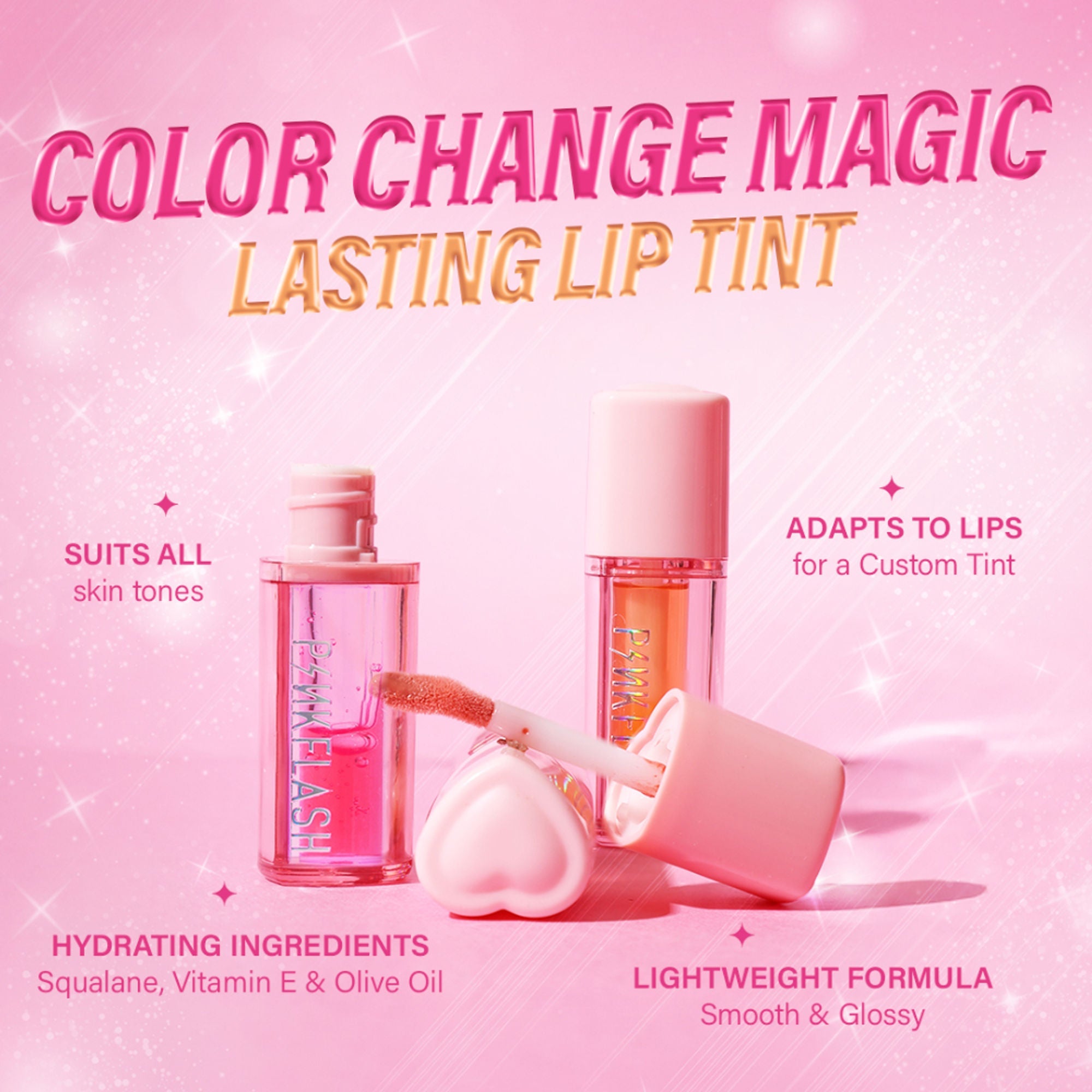 PINKFLASH Color Change Magic Lasting Lip Tint - Hot Pk01 Juicy Peach