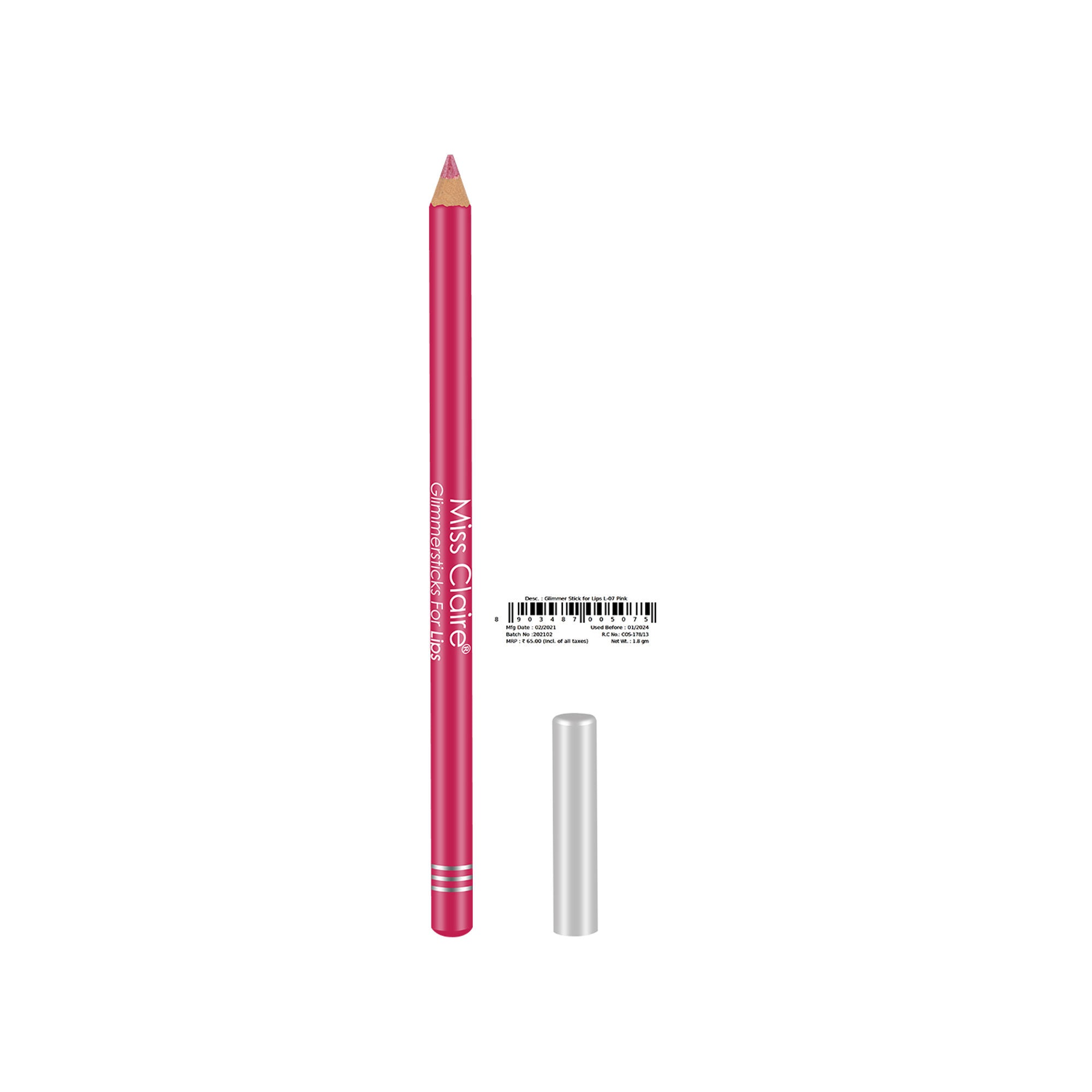 Miss Claire Glimmersticks For Lips - Pink L-07