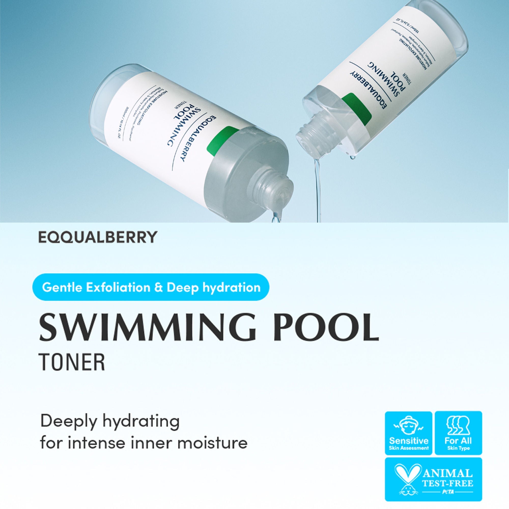 Eqqualberry Swimming Pool Toner 5 Berry Complex & Hyaluronic Acid,Pore Refining & Gentle Exfoliation