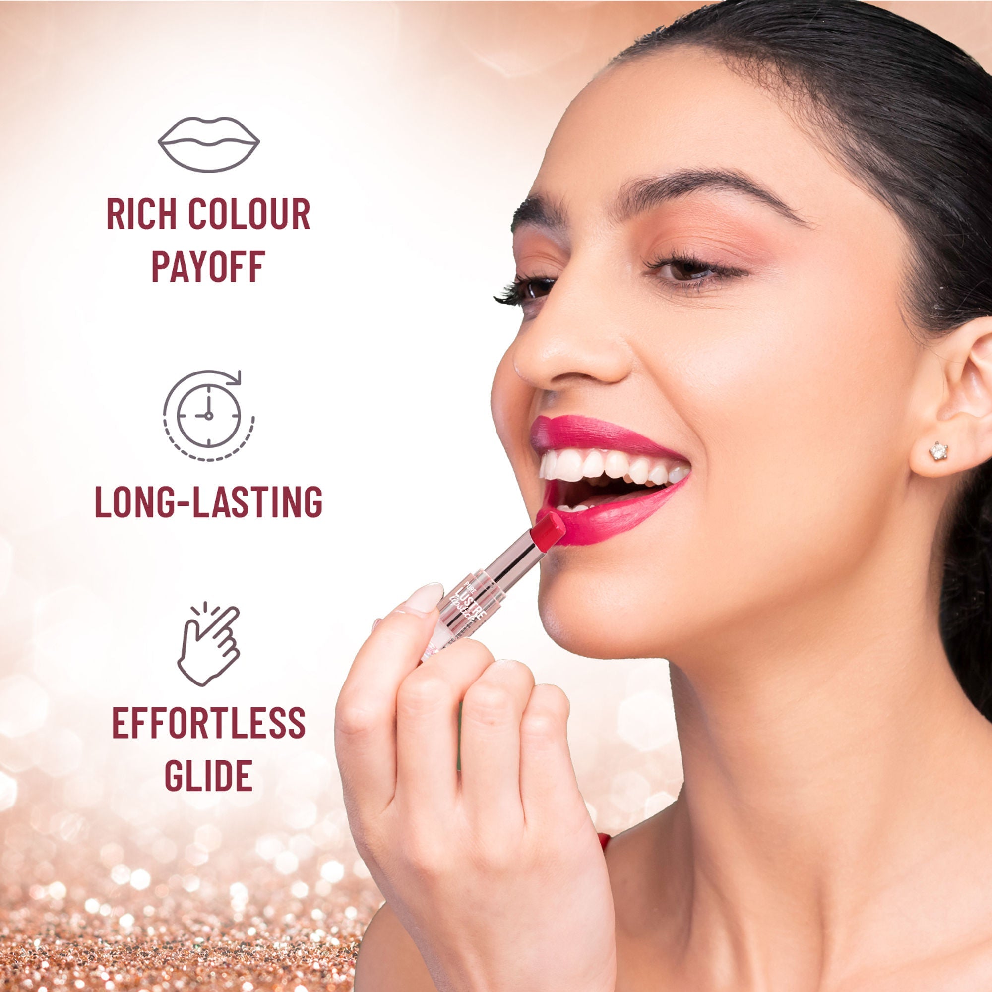 Swiss Beauty High Shine Finish Smooth Glide Pure Lustre Lipstick - 9 Cheeky Pink