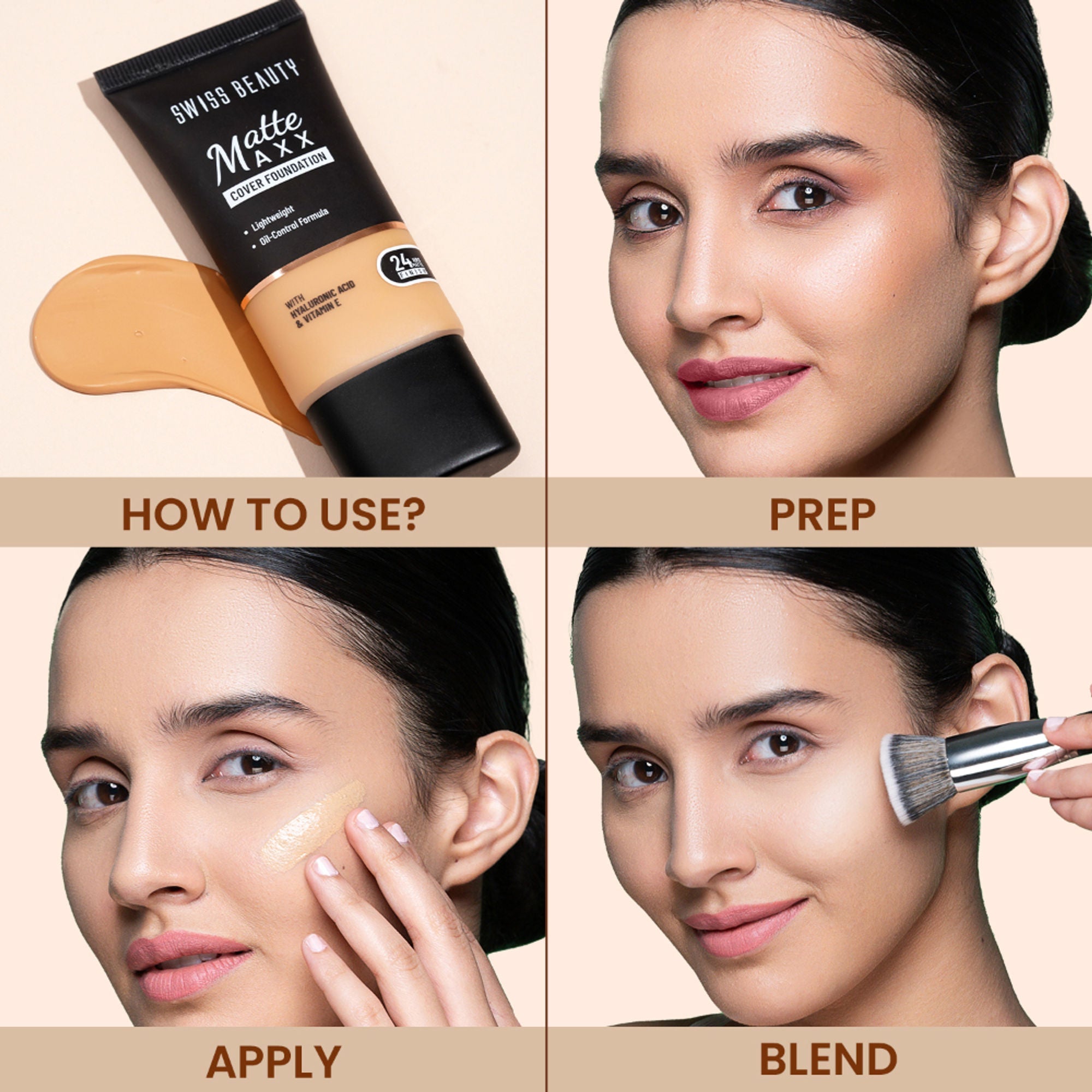 Swiss Beauty Matte Maxx Cover Foundation with Hyaluronic Acid & Vitamin E - 2 Ivory Cool