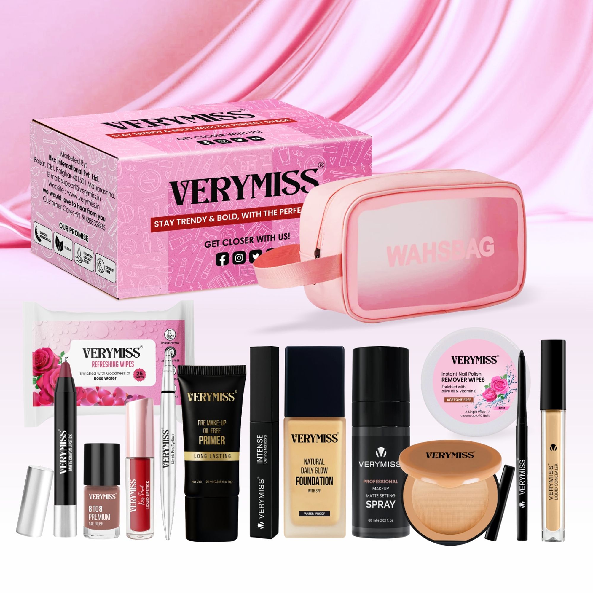 VERYMISS Ultimate Makeup Combo - 3 + Free Makeup Pouch
