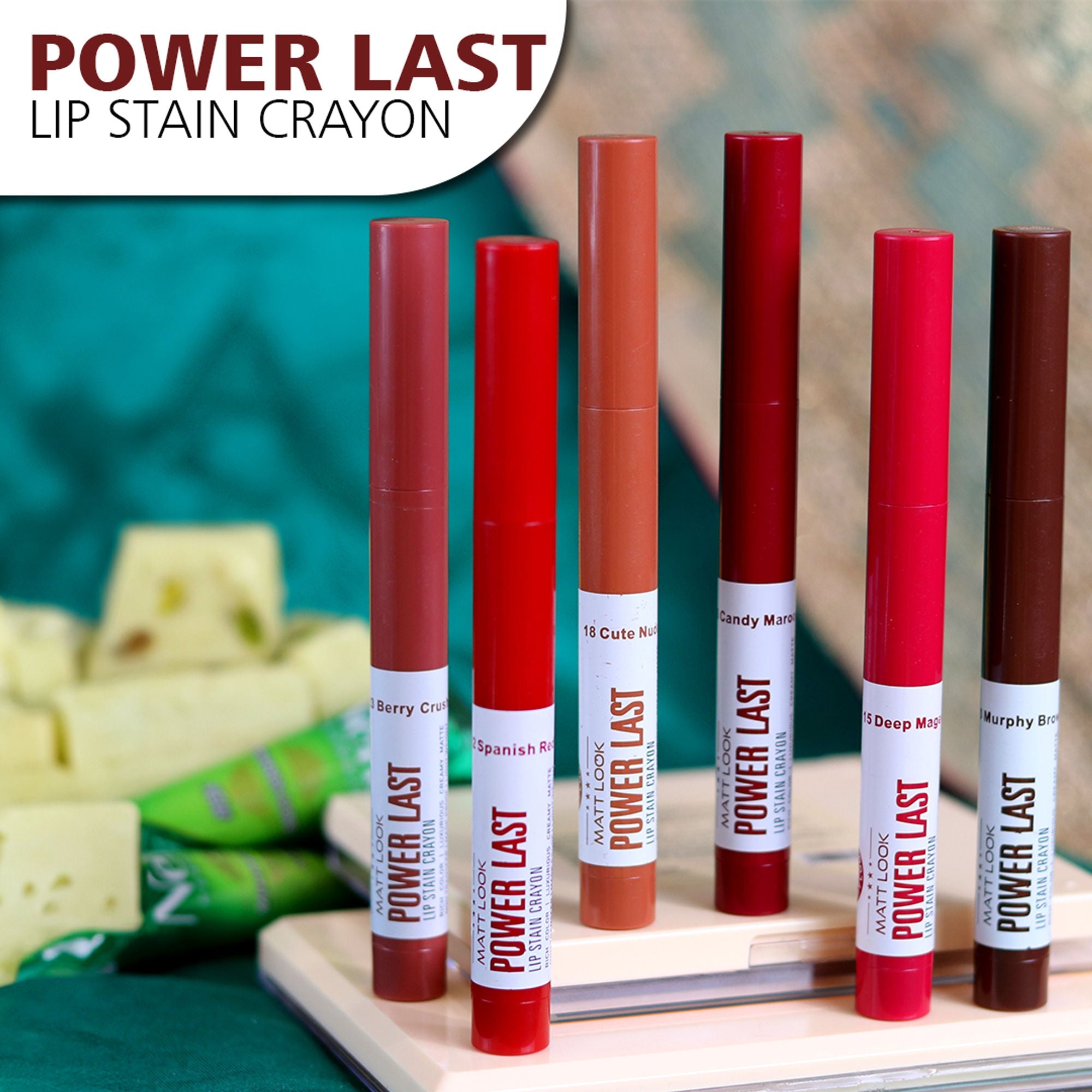 Matt Look Power Last Lip Stain Crayon Lipstick - Spanish Red