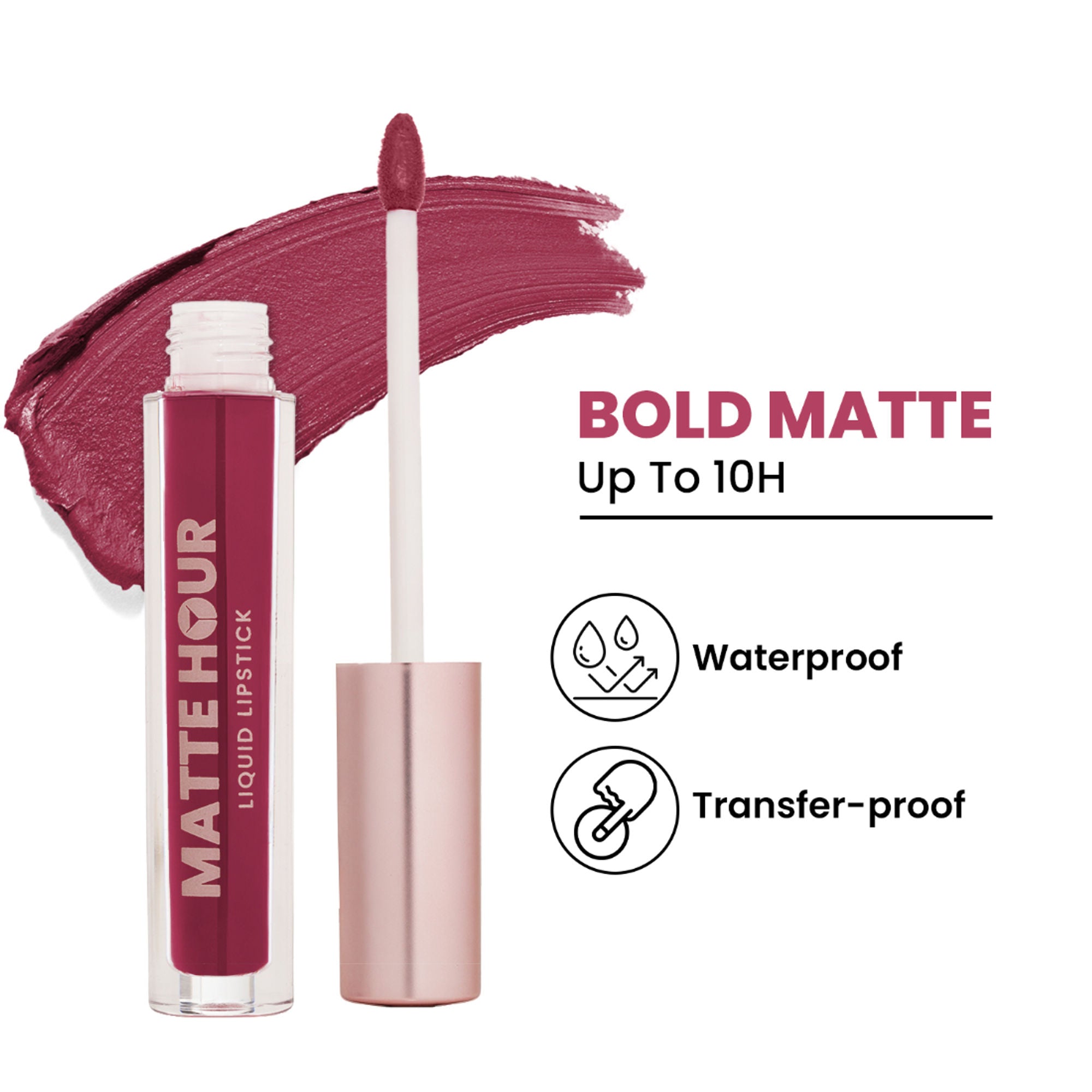 Swiss Beauty Matte Hour Waterproof Liquid Lipstick, Up To 10-Hour - 6 Berry Fizz
