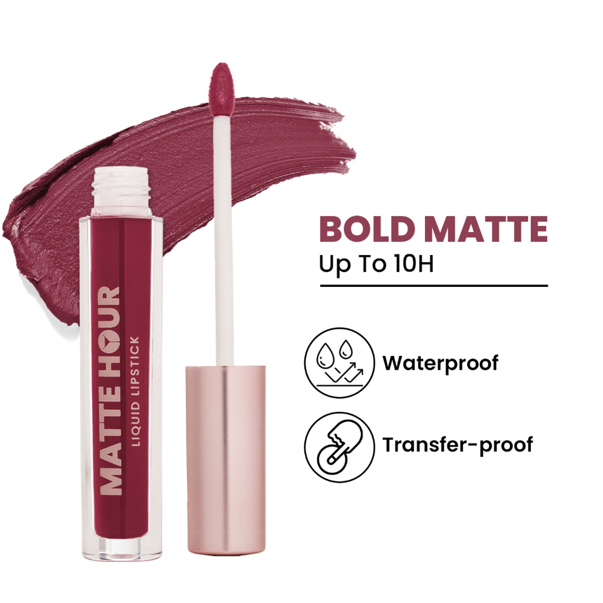 Swiss Beauty Matte Hour Waterproof Liquid Lipstick, Up To 10-Hour - 14 Mulled Merlot