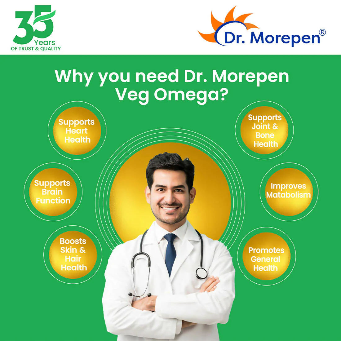 Dr. Morepen Veg-Omega Veg Capsules -Pack of 1 - 60 caps