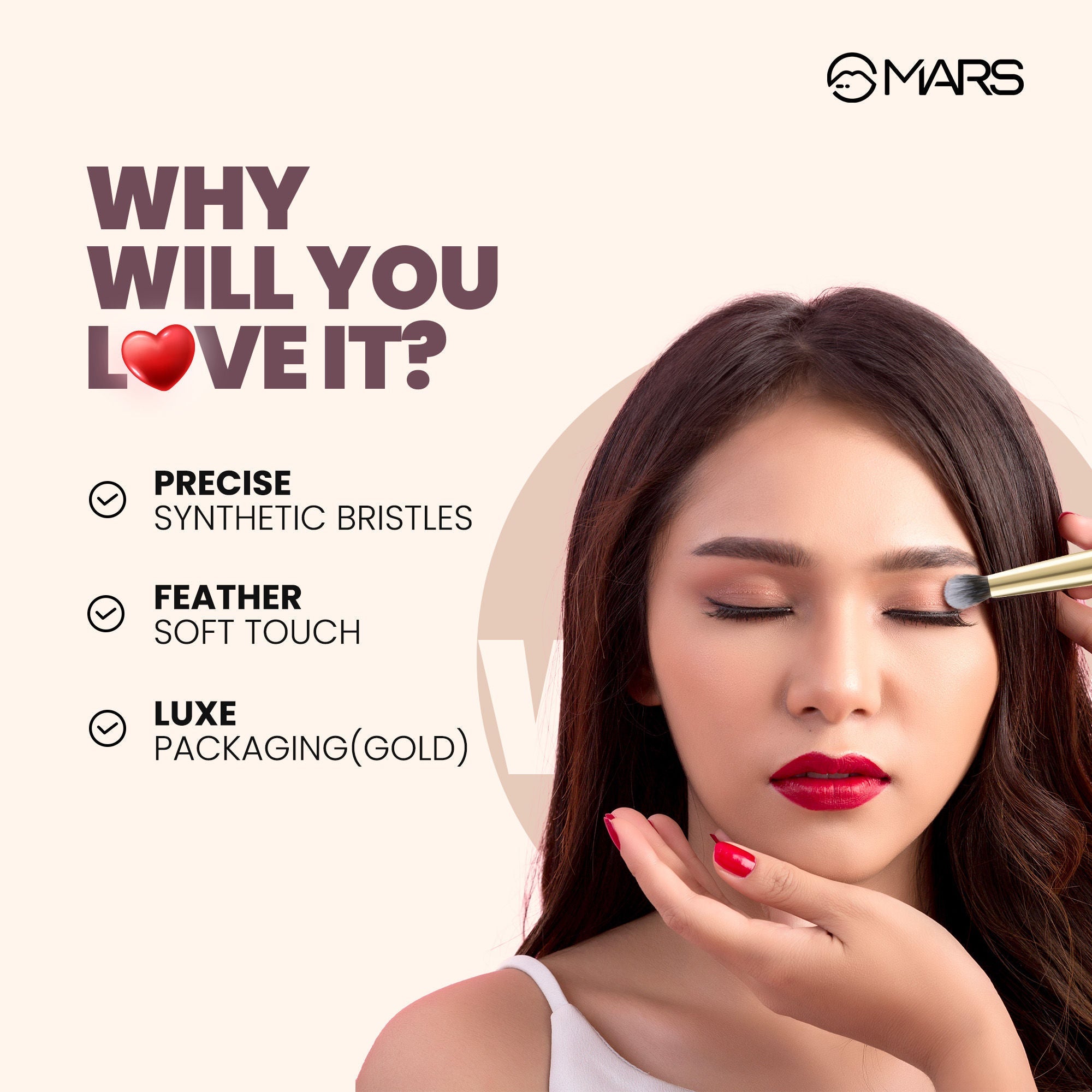 MARS Cosmetics Artist's Arsenal Professional Eyeshadow Smudging Pencil Brush Golden
