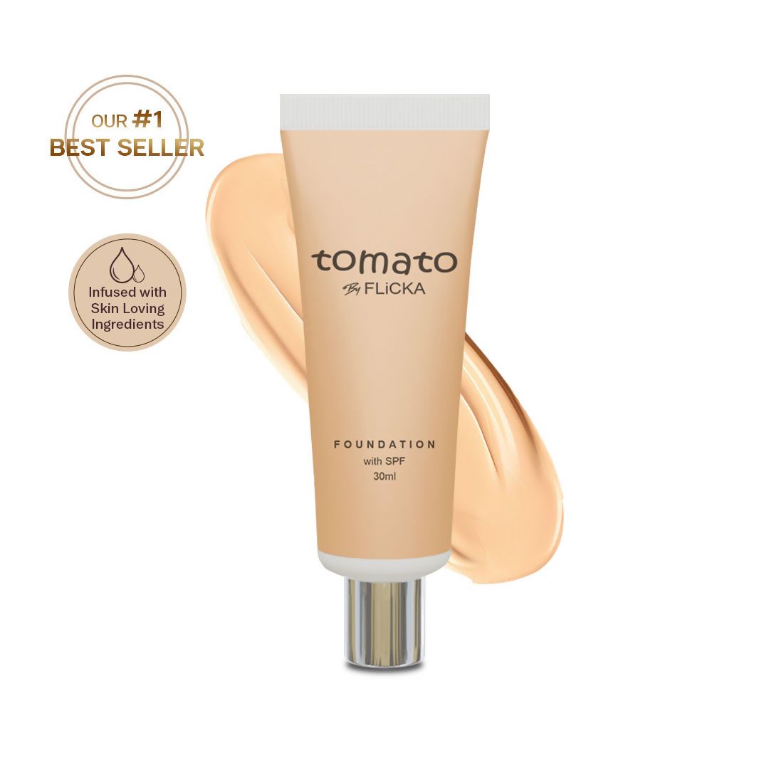 Flicka Cosmetics Tomato Liquid Foundation With Spf Long Lasting Lightweight All Skin Types - Beige