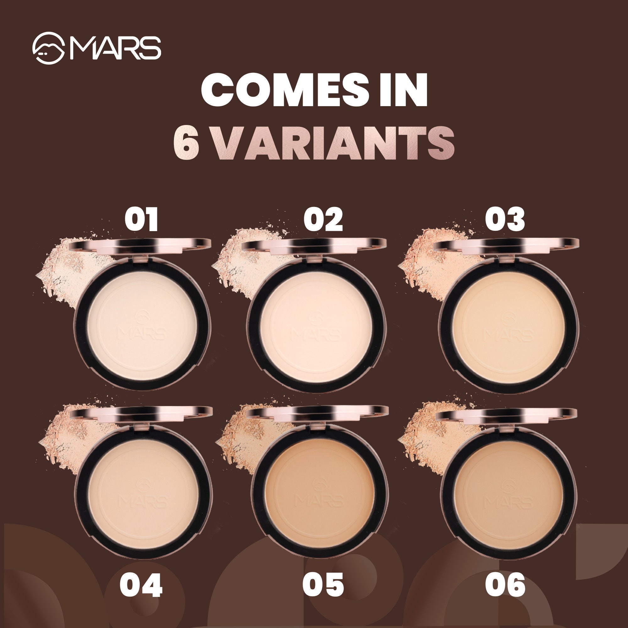 MARS Cosmetics Matte On Compact Powder with Applicator Puff - 02 Beige