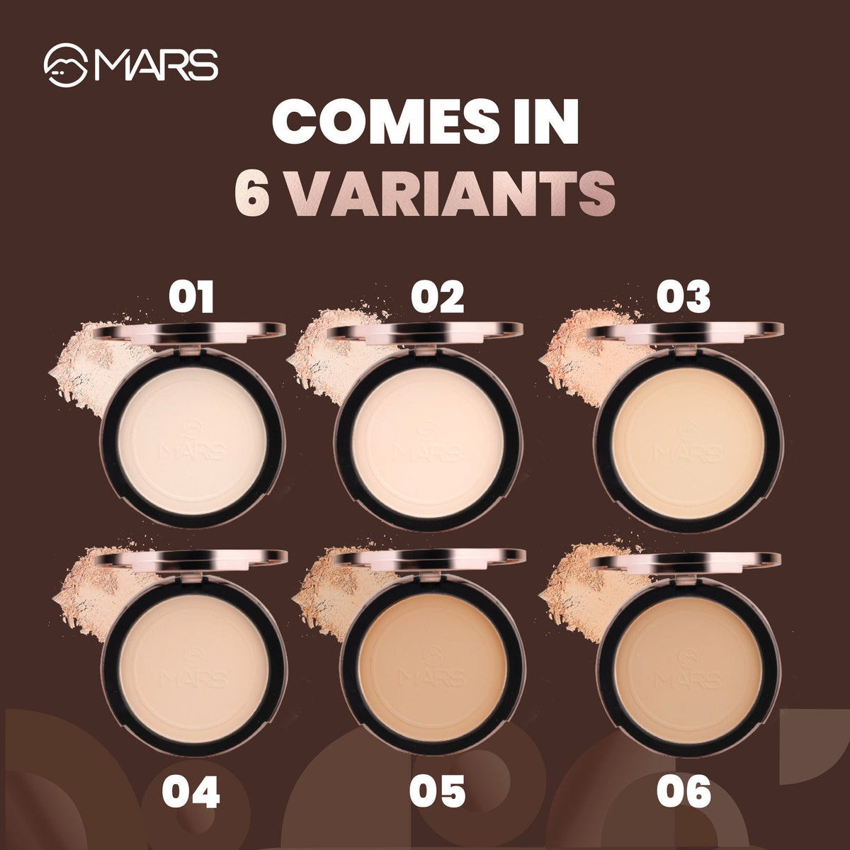 MARS Cosmetics Matte On Compact Powder with Applicator Puff - 06 Tan