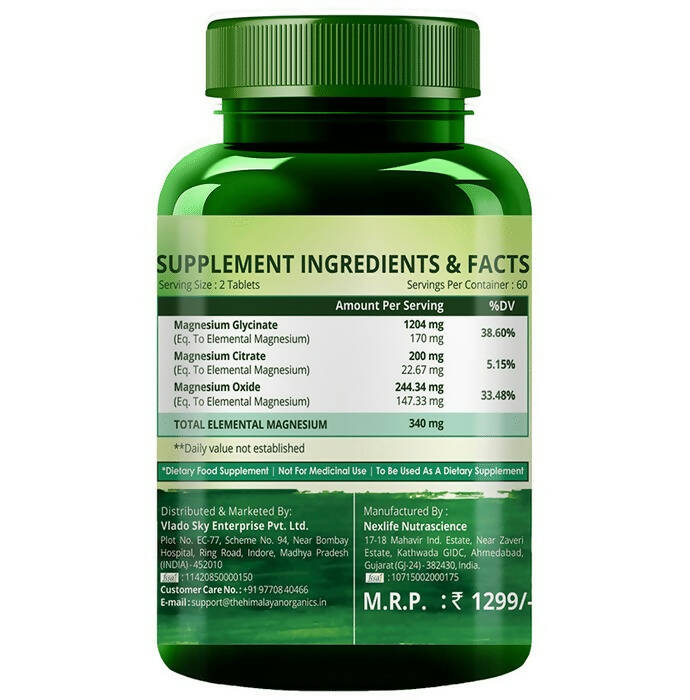 Himalayan Organics Magnesium Citrate+Glycinate Tablets (1660mg)