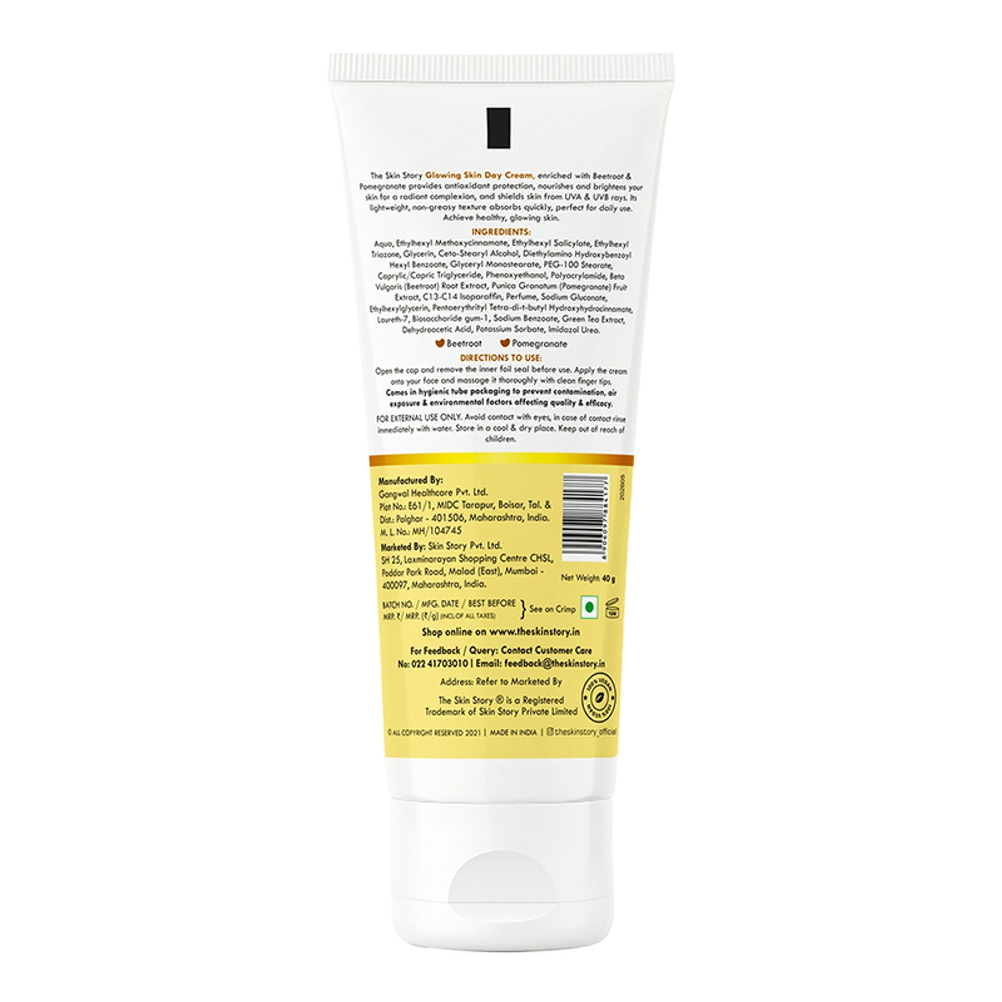 The Skin Story Sun Protection Day Face Cream For Brighter Glowing Skin With SPF 30 PA+++ & Beetroot