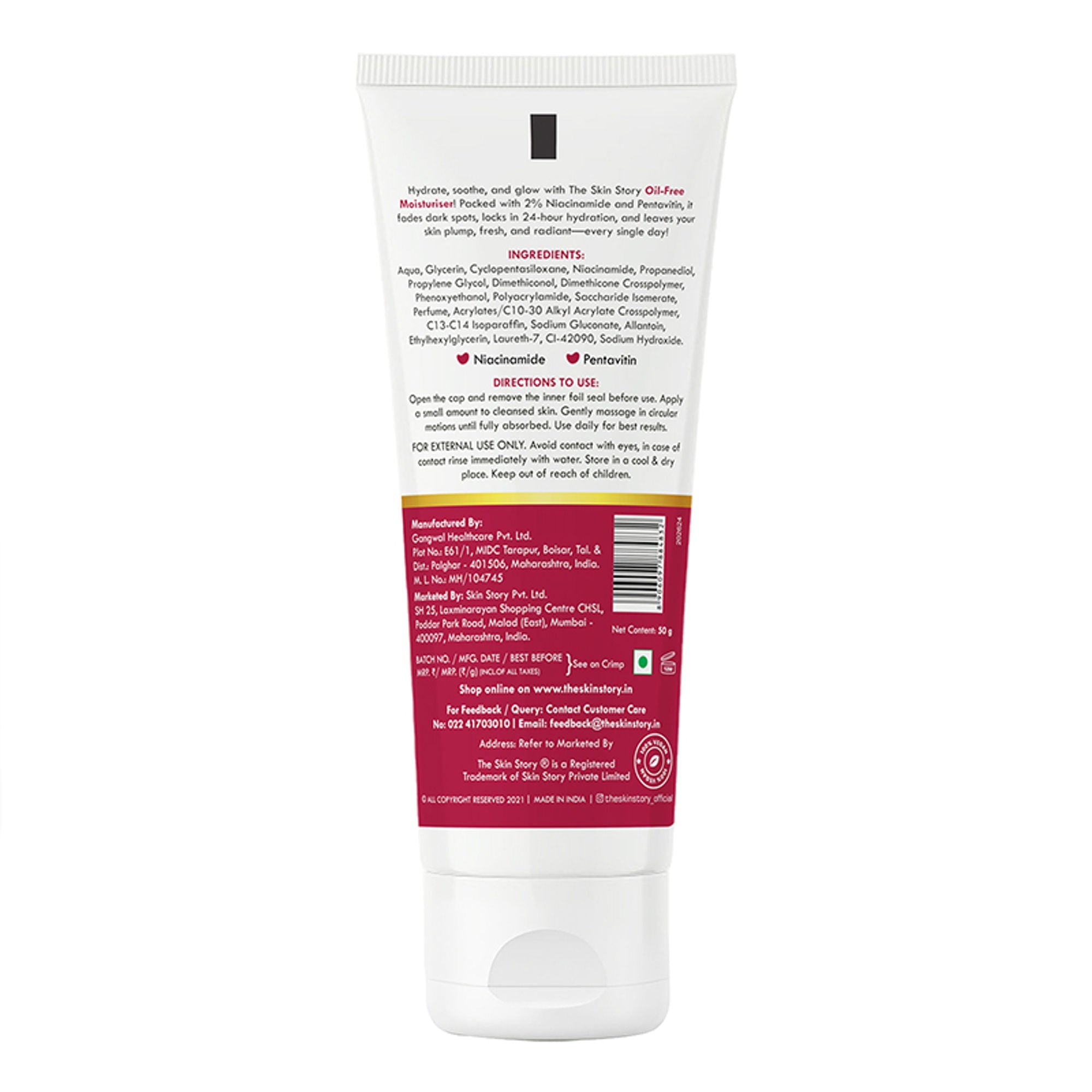 The Skin Story Oil Free Face Moisturizer For Oily Acne Prone Skin Hydrates Adds Glow - Niacinamide