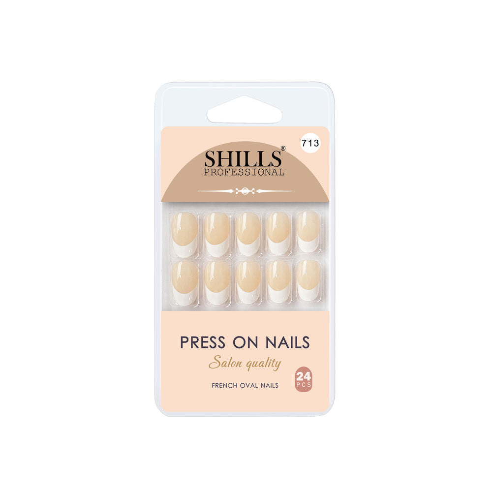 Shills Professional Reusable Press On Nails French Oval - SPN713