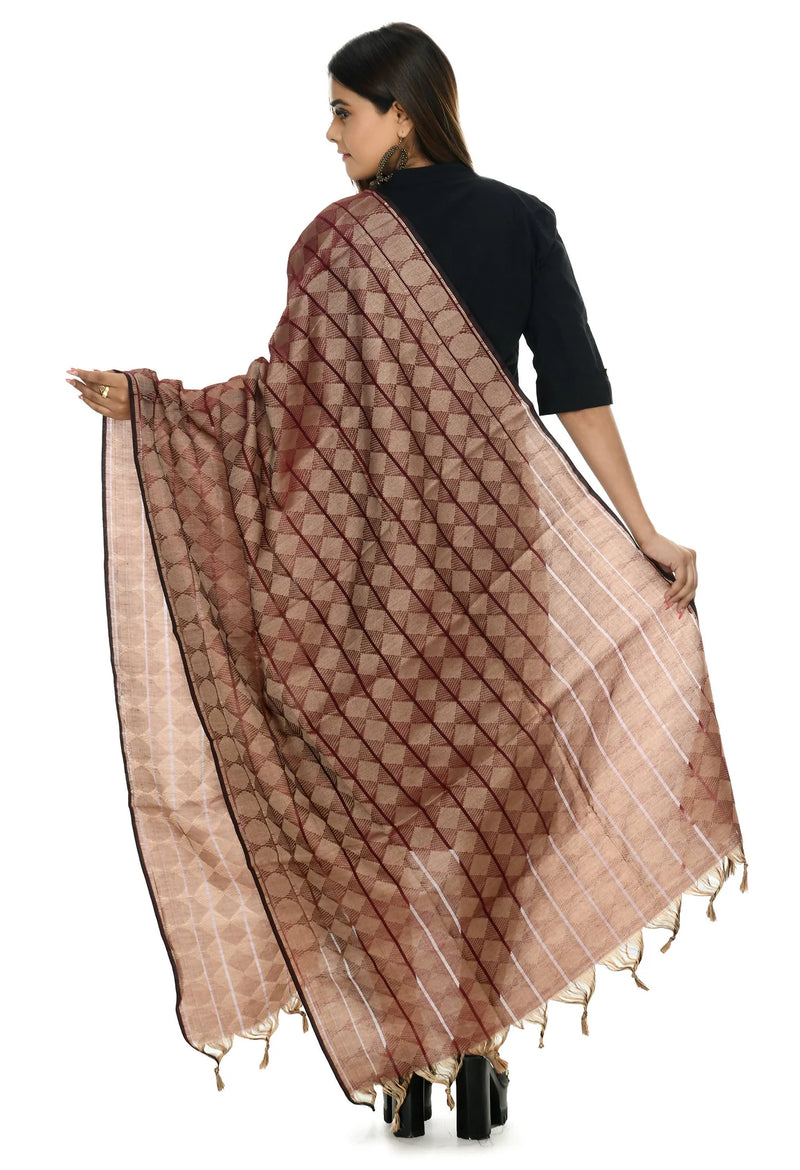 Mominos Fashion Moeza Handloom Cotton Maroon Dupatta