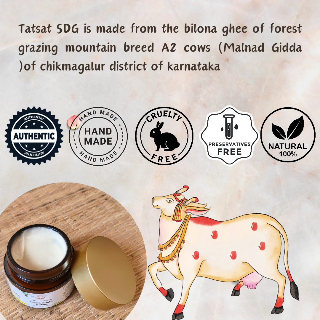 Tatsat Shata Dhauta Ghrita -100 Times Washed Desi Cow A2 Ghee moisturizing cream. Anti-Aging, Deep Nourishing & Skin Smoothing