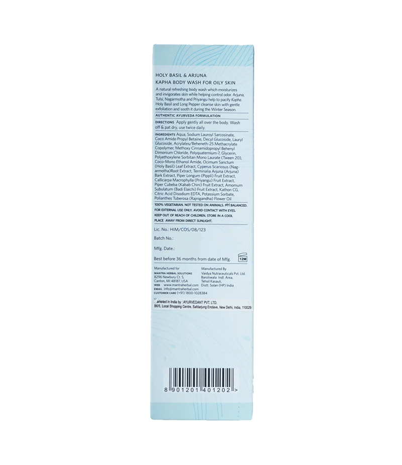 Mantra Holy Basil and Arjuna Kapha Body Wash for Oily Skin