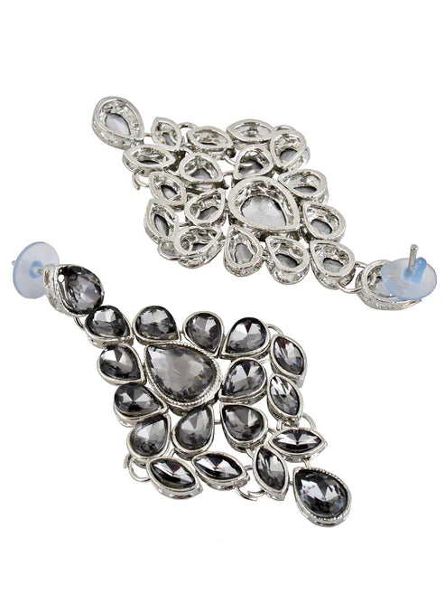 Tehzeeb Creation Platinum Plated Silver Polish Stone Mini Bridal Choker Set for Women & Girls THZ387