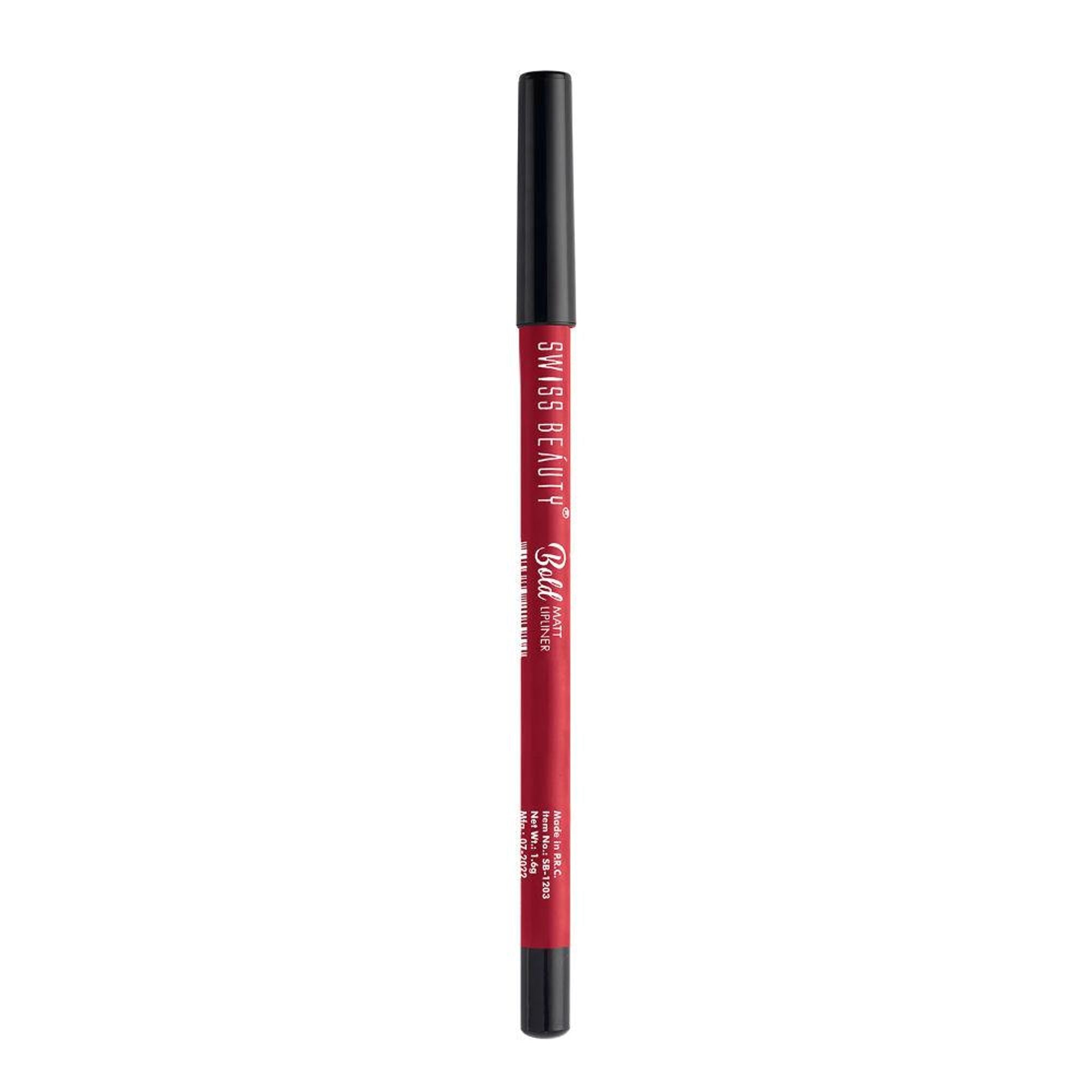 Swiss Beauty Bold Matt Lip Liner Pencil, Long-lasting , Matte Finish , Non-Drying - 1 Royal Red