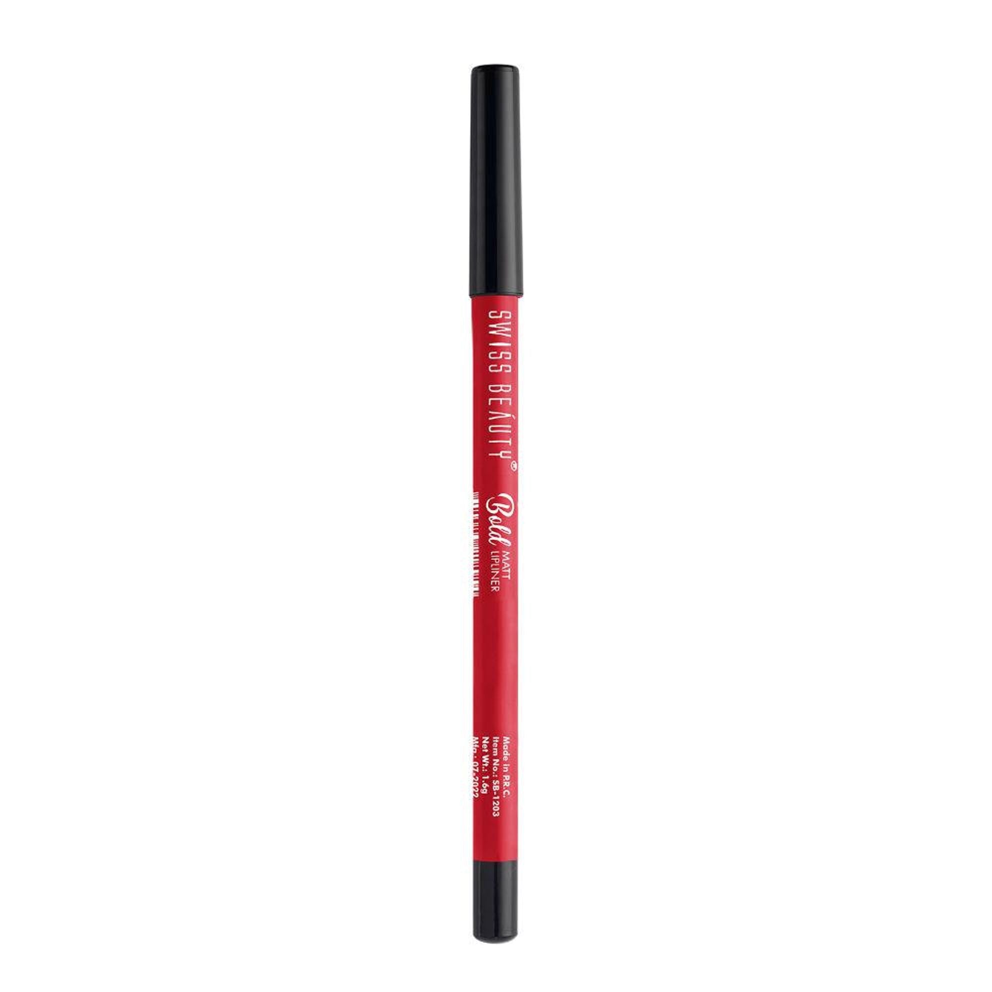 Swiss Beauty Bold Matt Lip Liner Pencil, Long-lasting , Matte Finish , Non-Drying - 5 Hot Red