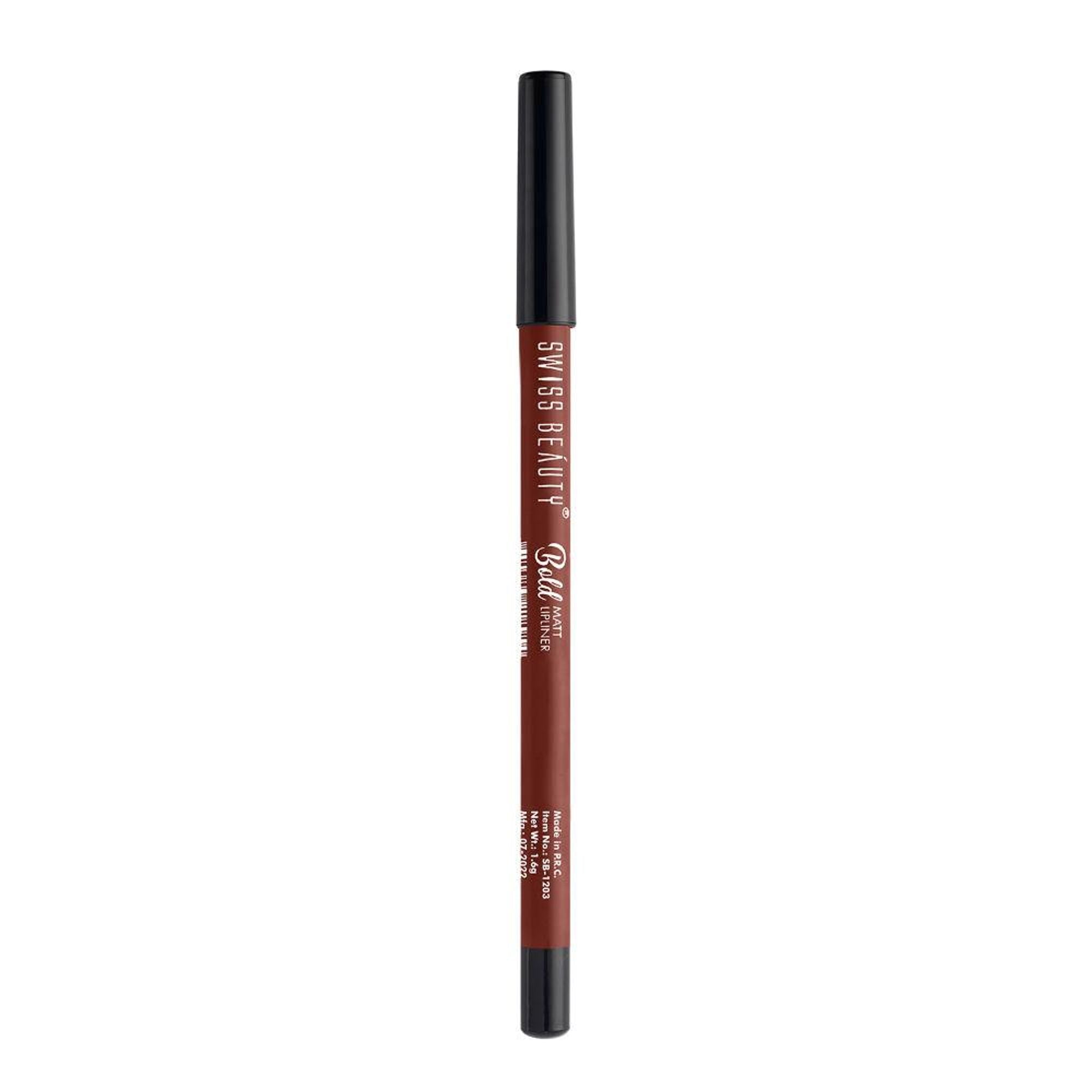 Swiss Beauty Bold Matt Lip Liner Pencil, Long-lasting , Matte Finish , Non-Drying - 6 Cherry Brown