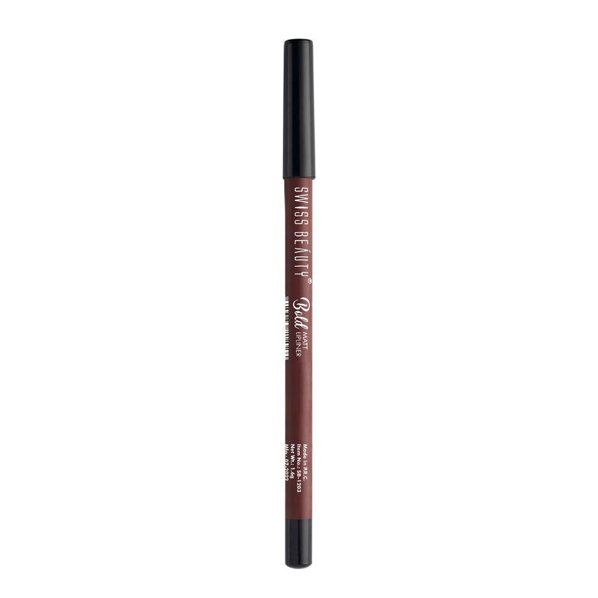 Swiss Beauty Bold Matt Lip Liner Pencil, Long-lasting , Matte Finish , Non-Drying - 12 Dark Chocolate