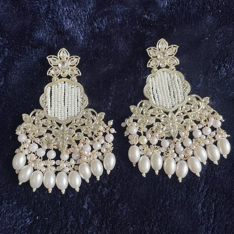 Tehzeeb Creation Gold Plated Earrings for Women and Girls Diamond, Pearl Brass Drops & Danglers  THZ113