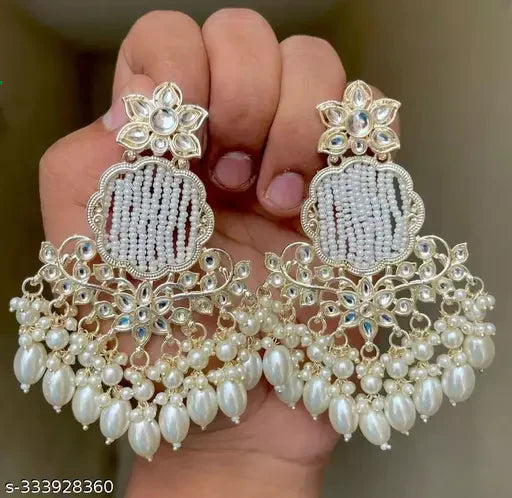 Tehzeeb Creation Gold Plated Earrings for Women and Girls Diamond, Pearl Brass Drops & Danglers  THZ113