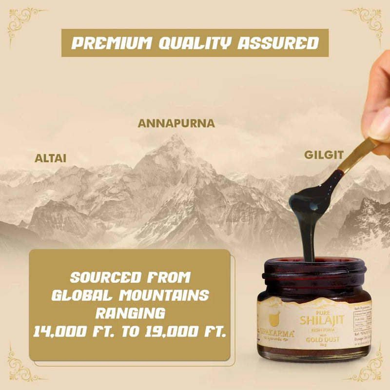 Upakarma Ayurveda Pure Shilajit Resin with Gold Dust