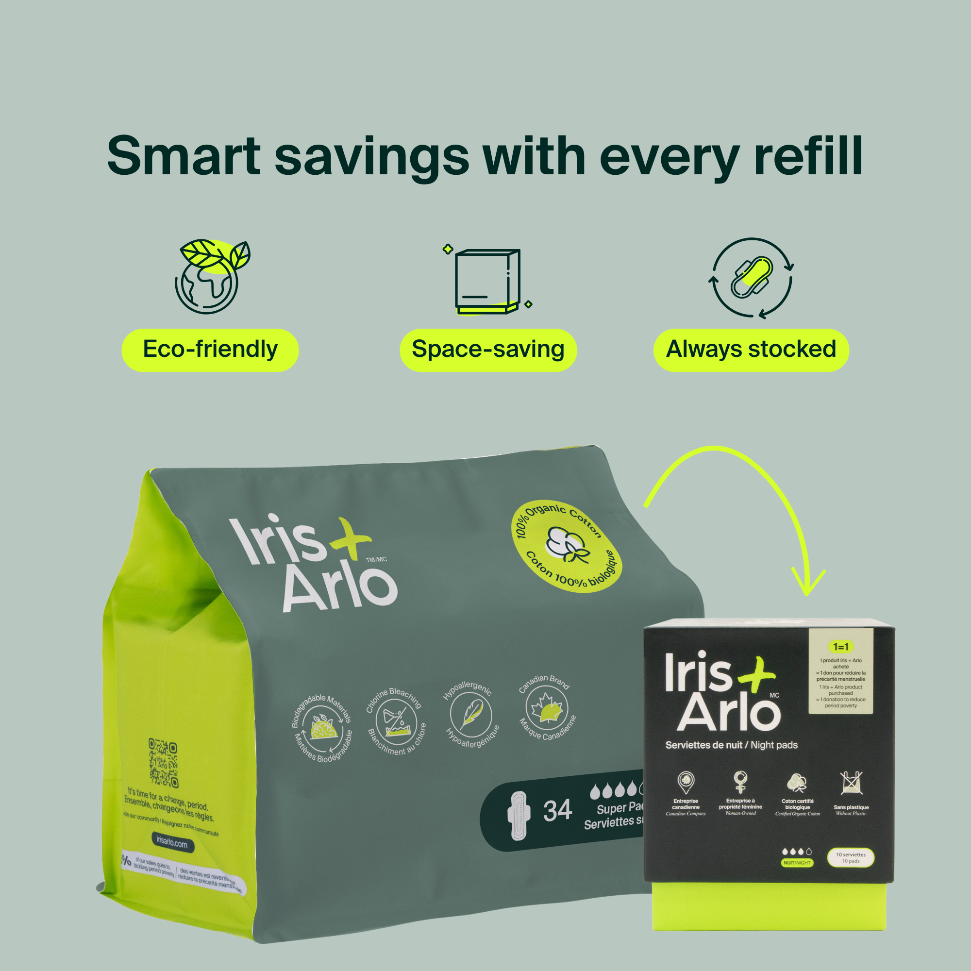 Bulk (34) - 100% Organic Super Pads - Resealable Bag