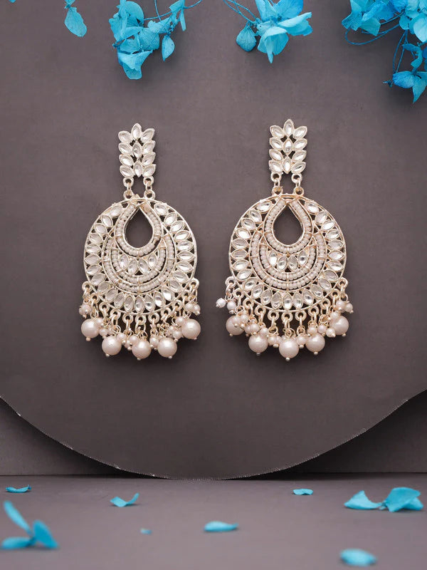 Tehzeeb Creation Pack of 1 Gold Drop & Danglers Earring With Tika for Women & Girls Diamond, Pearl Brass Drops & Danglers THZ196