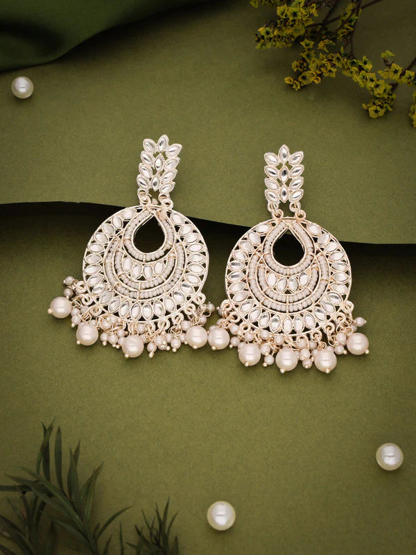 Tehzeeb Creation Pack of 1 Gold Drop & Danglers Earring With Tika for Women & Girls Diamond, Pearl Brass Drops & Danglers THZ196