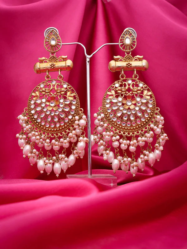 Tehzeeb Creation  Modern White Opal and Silver Chandelier Drop Earrings For Woman  THZ132