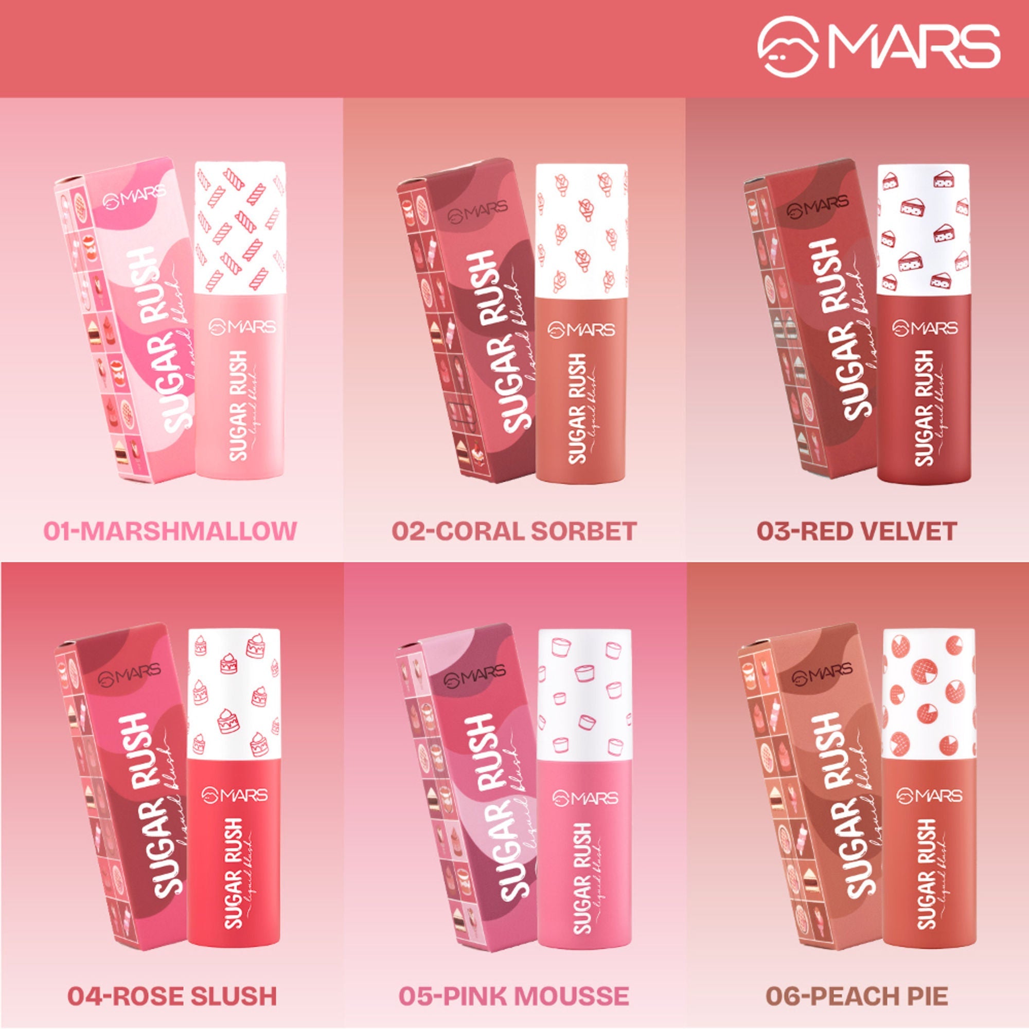 MARS Cosmetics Sugar Rush Liquid Blush - 02-Coral Sorbet