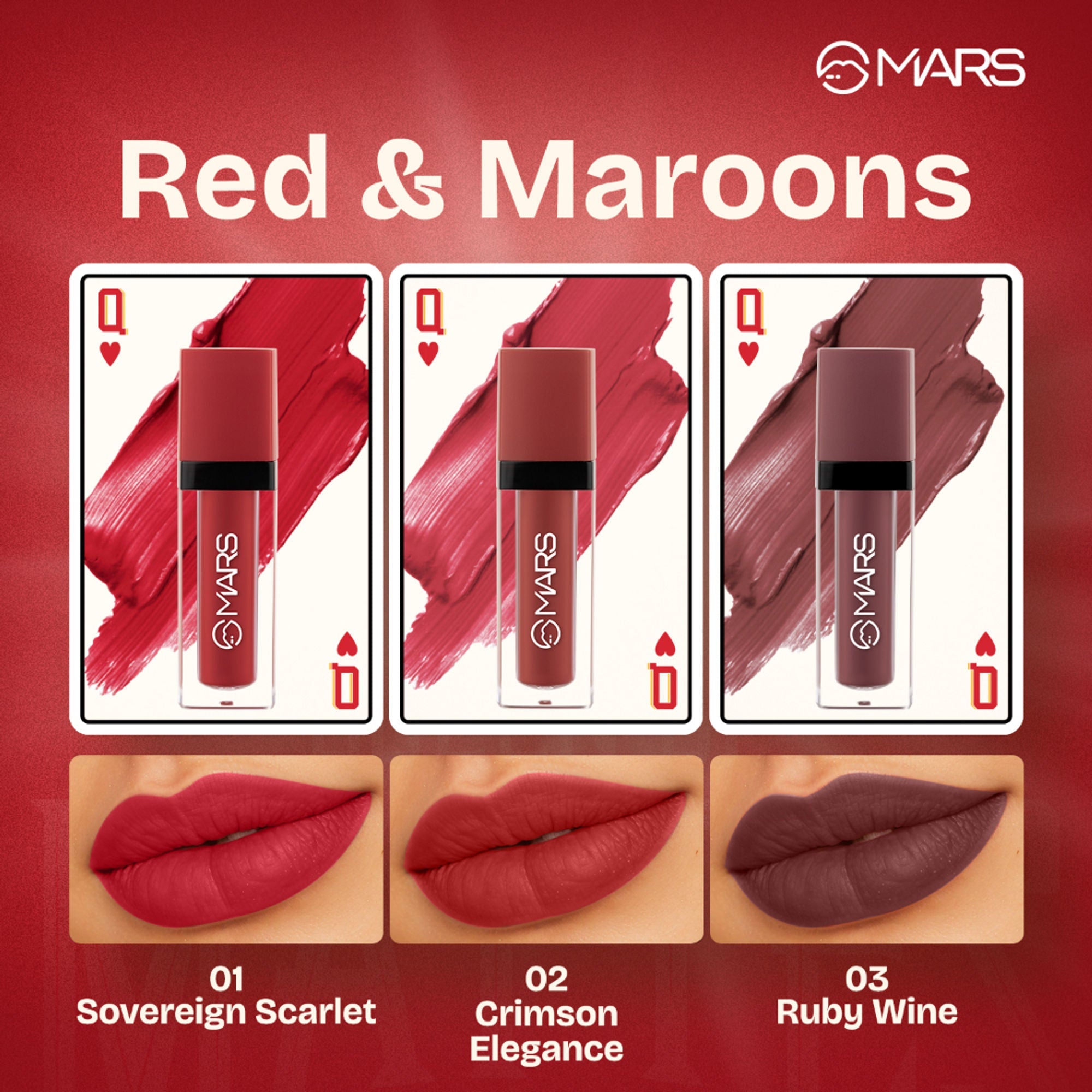 MARS Cosmetics Queen Of Mattes Reds & Maroons Liquid Lipsticks - Reds Maroons