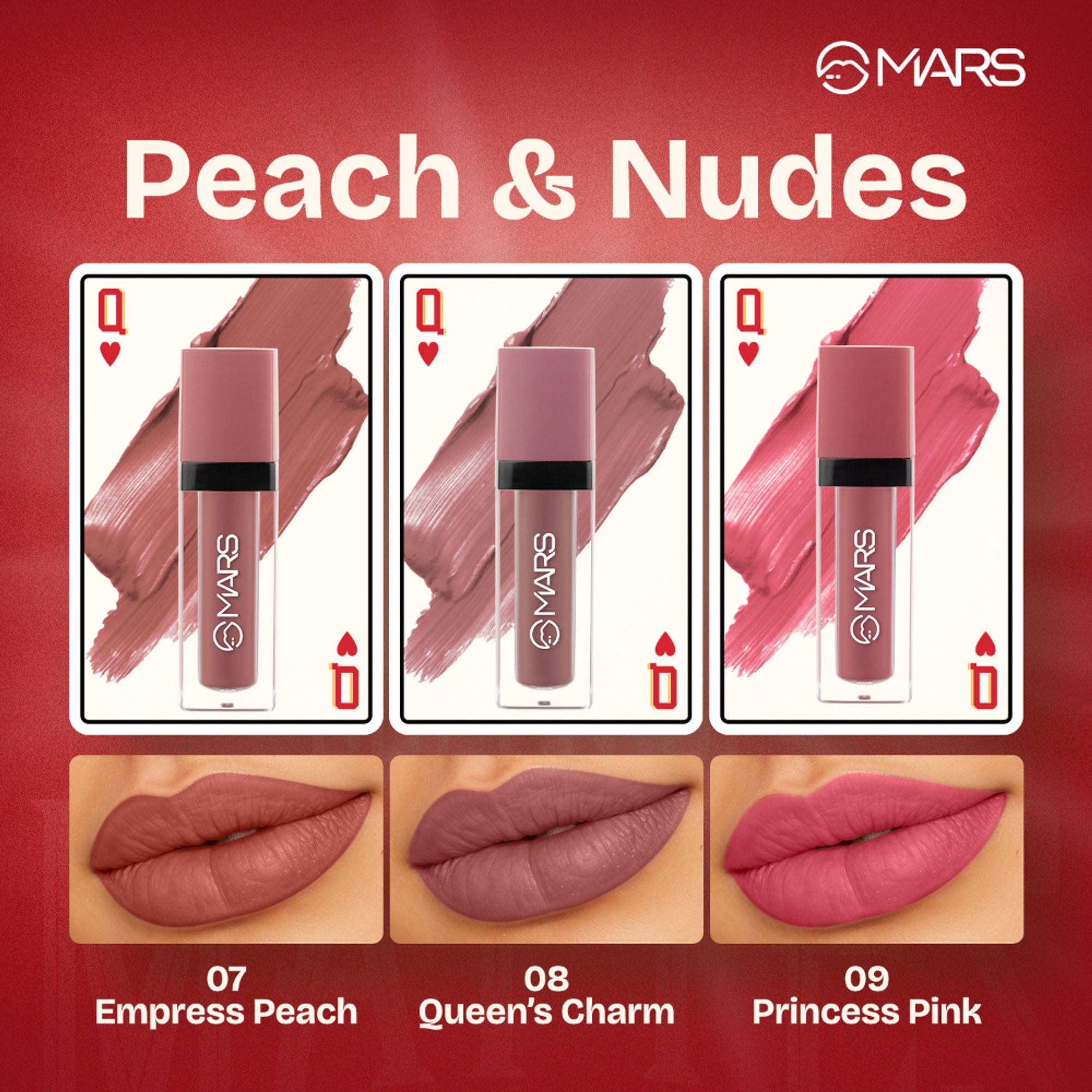 MARS Cosmetics Queen Of Mattes Reds & Maroons Liquid Lipsticks - Peaches Nude
