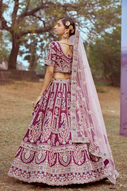 Aastha fashion Purple Slik lehanga blouse Sequinned Work