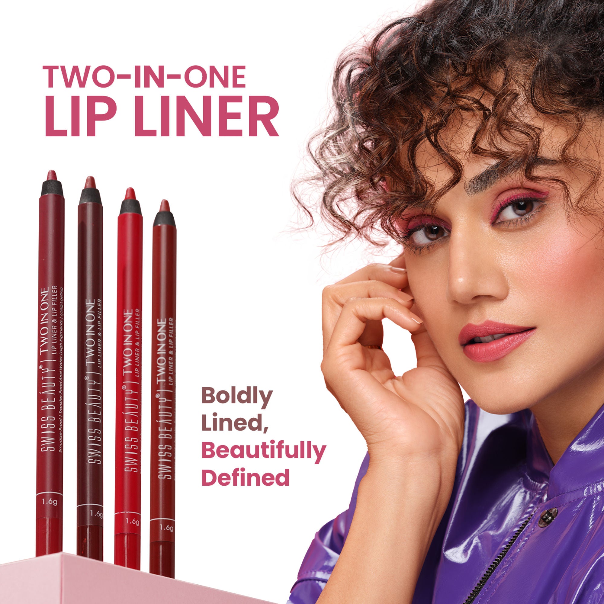 Swiss Beauty Two In One Lip Liner & Lip Filler - Clear Red