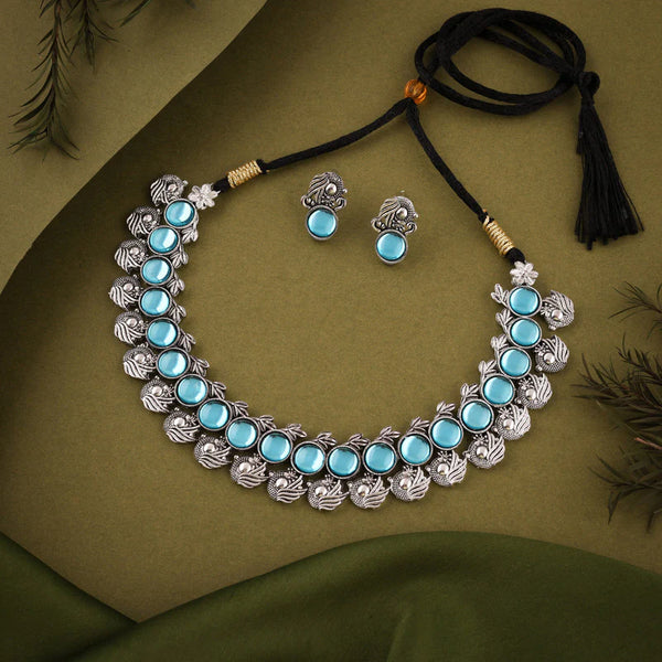 Tehzeeb Creation Blud colour star design stone studded nacklace with earrings   THZ169