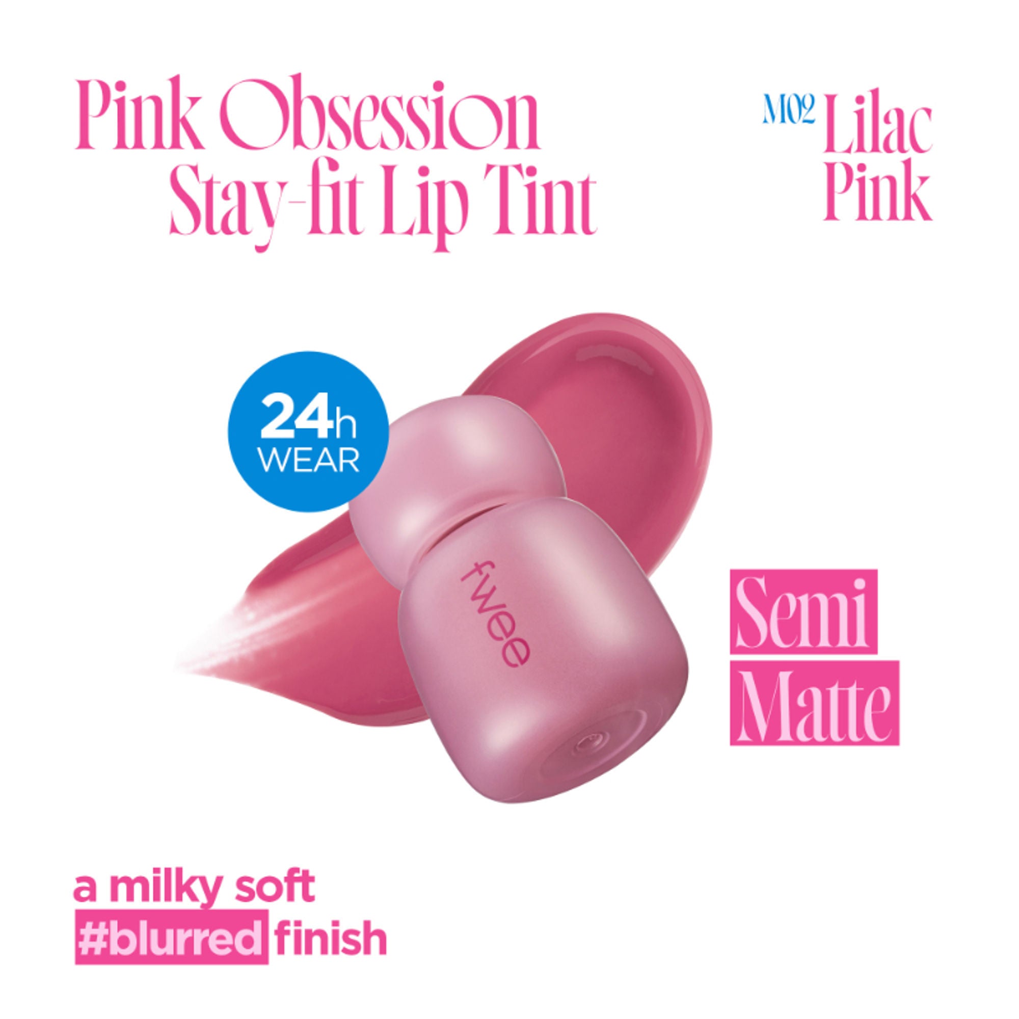 fwee Pink Obsession Stay-Fit Lip Tint - M02 Lilac Pink