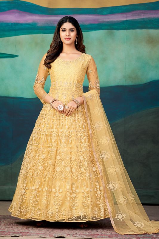 Aastha Cream Dupatta with Net top fabric Crepe Bottom fabric