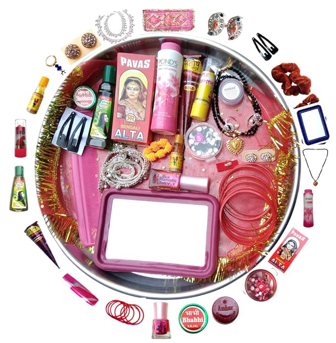 Set of 21, 16 Solah Shringaar Set Multipurpose Artificial Jewelry Set with Every Essential for Mataji Deviji Navratri Diwali Karwachauth Puja Set