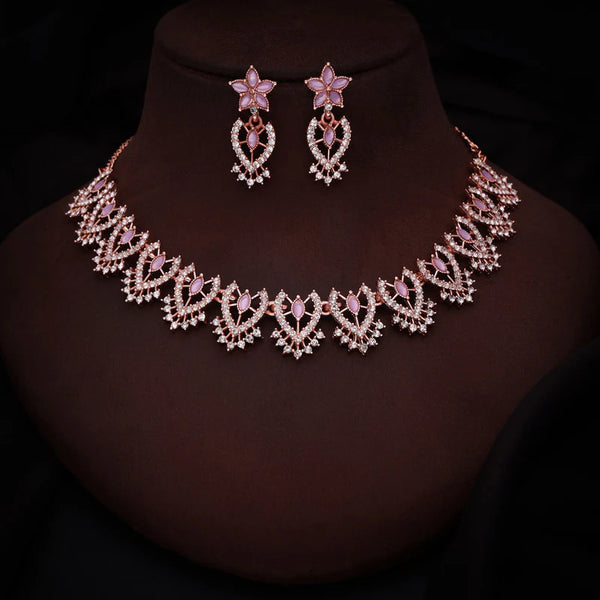 Tehzeeb Creation Lavender colour sparkle stone studded nacklace with earrings   THZ176