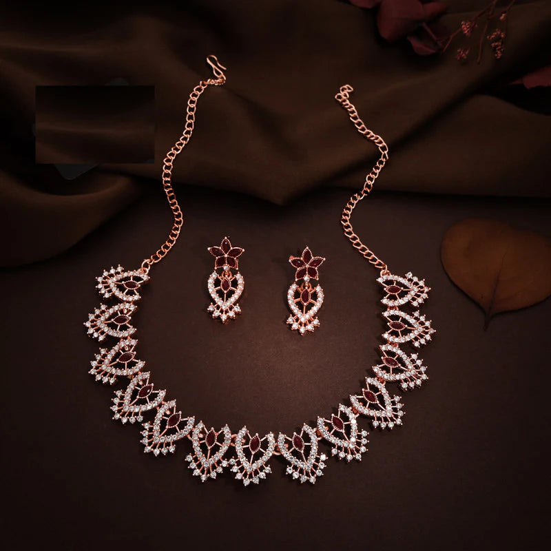 Tehzeeb Creation Maroon colour star design stone studded nacklace with earrings   THZ171