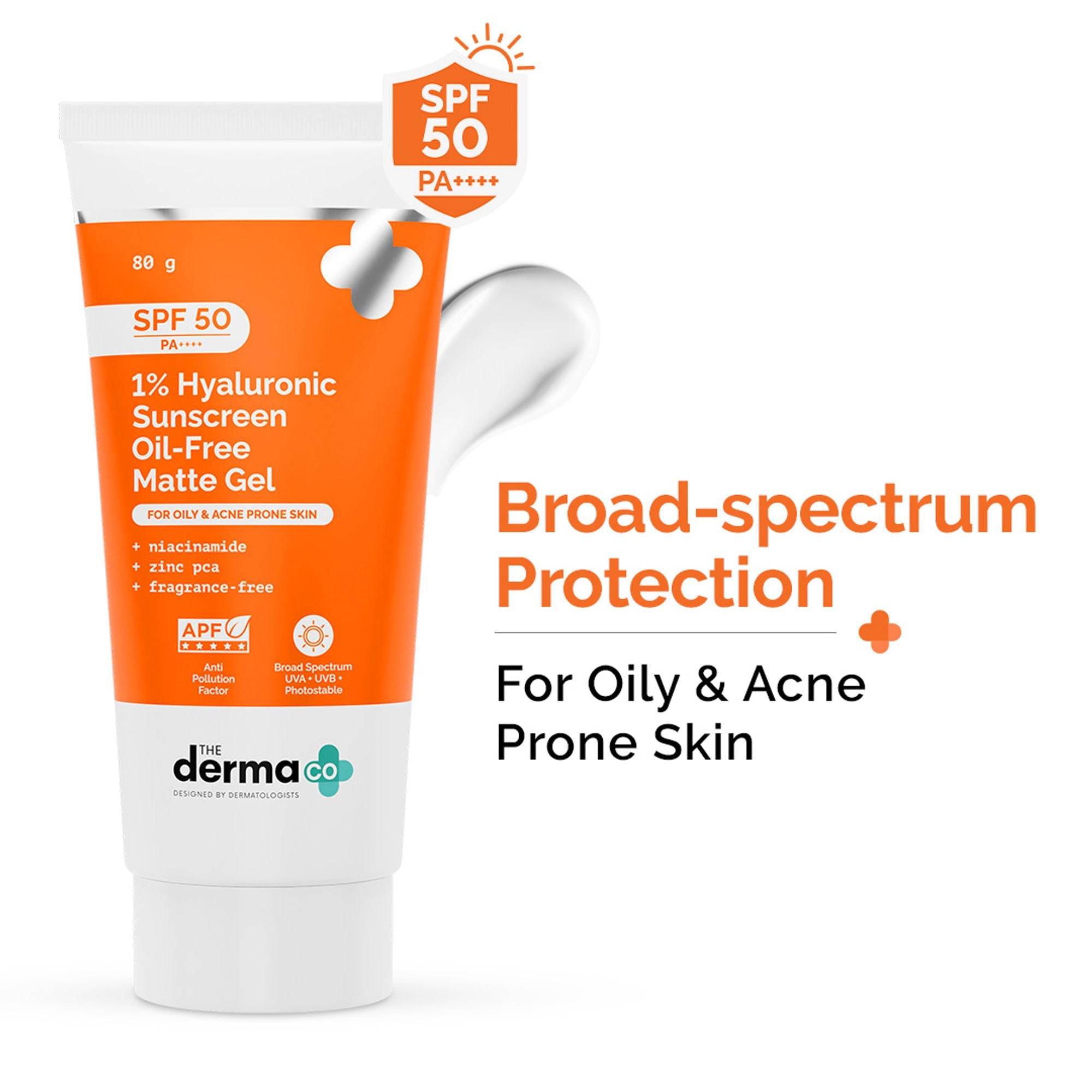 The Derma Co 1% Hyaluronic Sunscreen Oil-Free Gel With SPF 50 PA++++ For Oily In-Vivo tested