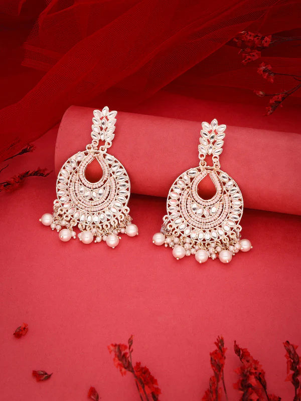 Tehzeeb Creation Pack of 1 Gold Drop & Danglers Earring for Women & Girls Diamond, Pearl Brass Drops & Danglers THZ128