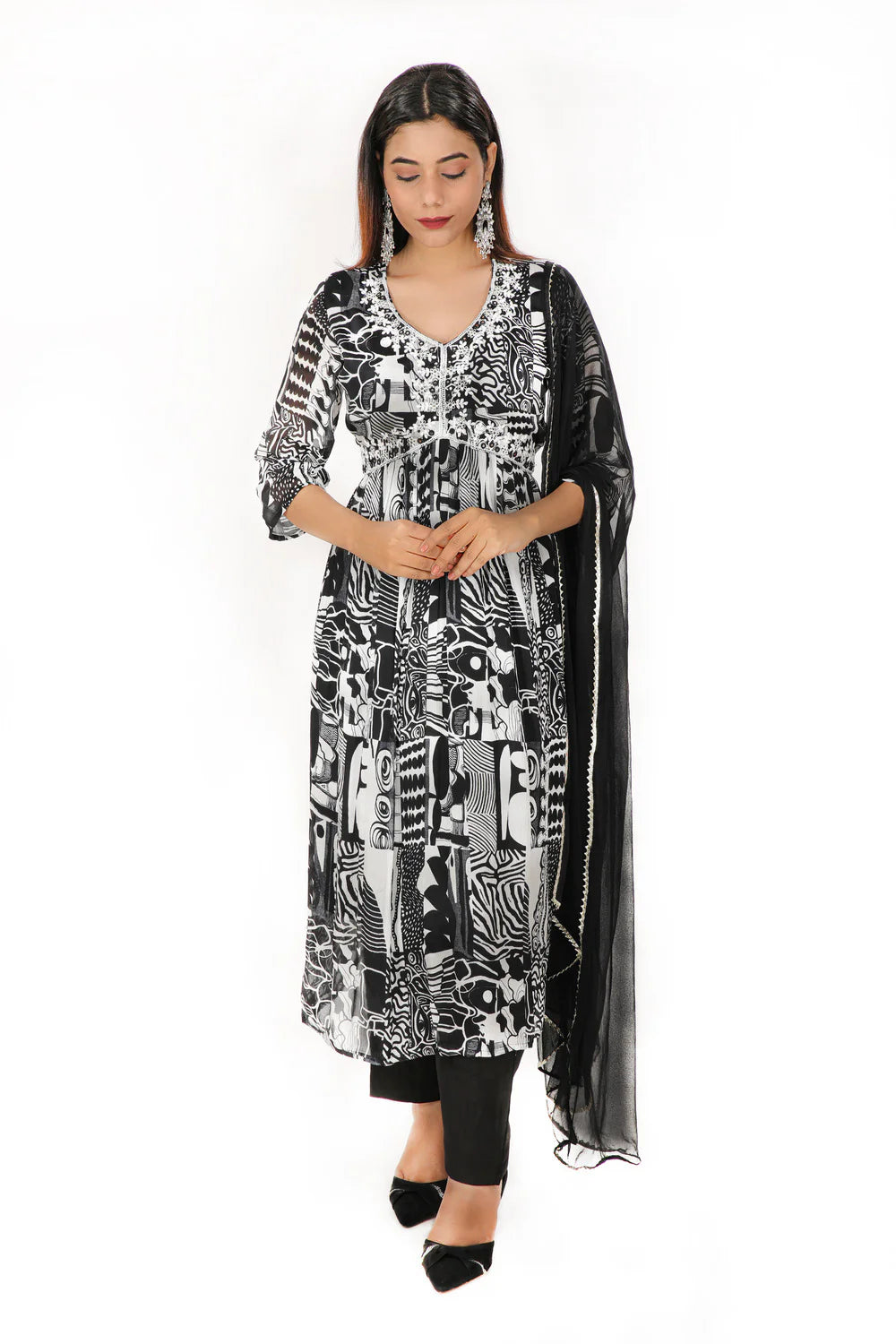 Suvehsa Alia Cut Suit With Dupatta - A Line