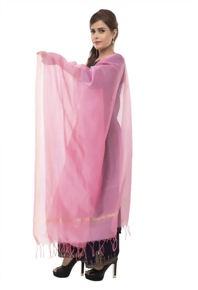 Mominos Fashion Baby Pink Banarsi Piping Dupatta