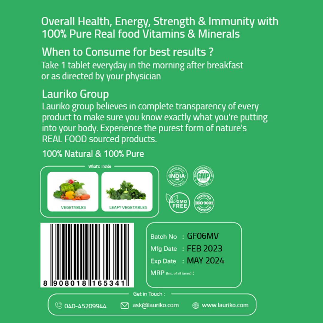 Laurik Multivitamin Tablets For Men | Vitamin A, C, D ,E With B Vitamins, Iron, Zinc & Calcium Supplements For Overall Health